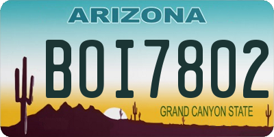 AZ license plate BOI7802
