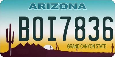 AZ license plate BOI7836