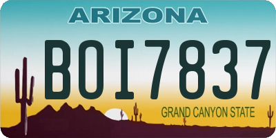 AZ license plate BOI7837