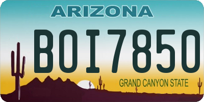 AZ license plate BOI7850