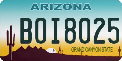 AZ license plate BOI8025