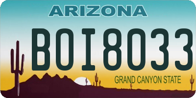 AZ license plate BOI8033