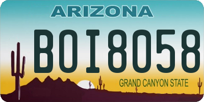 AZ license plate BOI8058