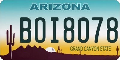 AZ license plate BOI8078