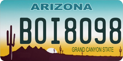 AZ license plate BOI8098