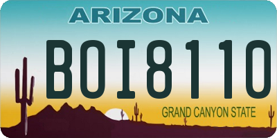 AZ license plate BOI8110