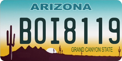AZ license plate BOI8119