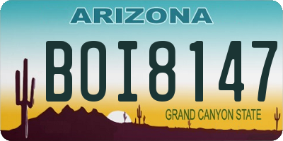 AZ license plate BOI8147