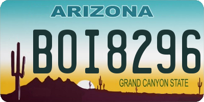 AZ license plate BOI8296
