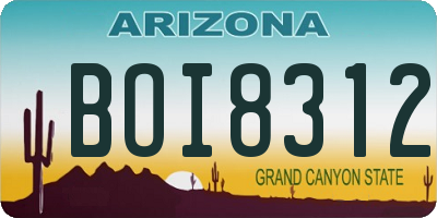 AZ license plate BOI8312