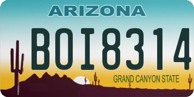 AZ license plate BOI8314
