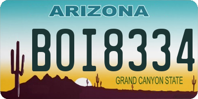 AZ license plate BOI8334