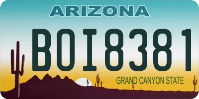 AZ license plate BOI8381