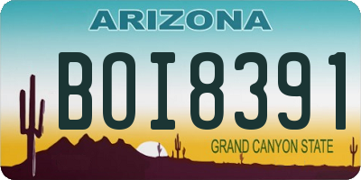 AZ license plate BOI8391