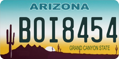 AZ license plate BOI8454
