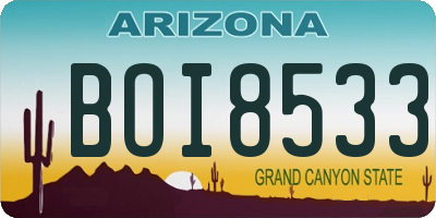 AZ license plate BOI8533