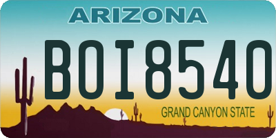 AZ license plate BOI8540