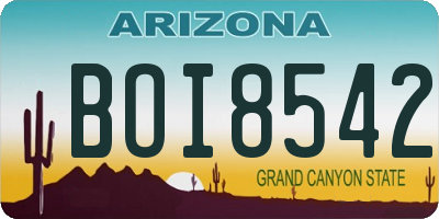 AZ license plate BOI8542