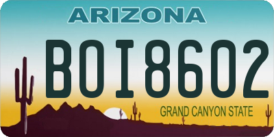 AZ license plate BOI8602