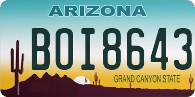 AZ license plate BOI8643