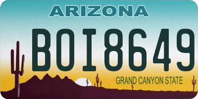 AZ license plate BOI8649