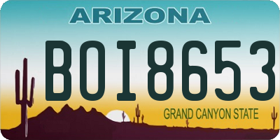 AZ license plate BOI8653