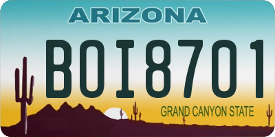 AZ license plate BOI8701
