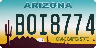 AZ license plate BOI8774