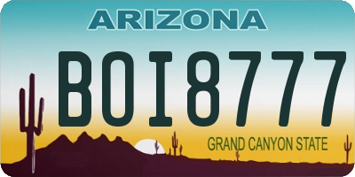 AZ license plate BOI8777