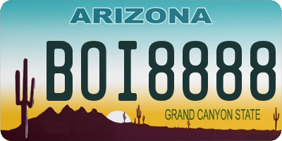 AZ license plate BOI8888