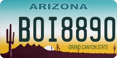 AZ license plate BOI8890