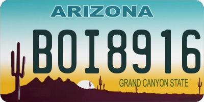 AZ license plate BOI8916