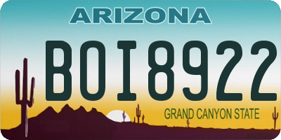 AZ license plate BOI8922