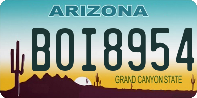 AZ license plate BOI8954