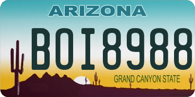 AZ license plate BOI8988
