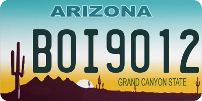 AZ license plate BOI9012
