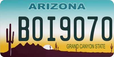AZ license plate BOI9070