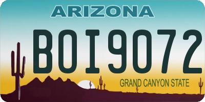AZ license plate BOI9072