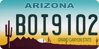 AZ license plate BOI9102