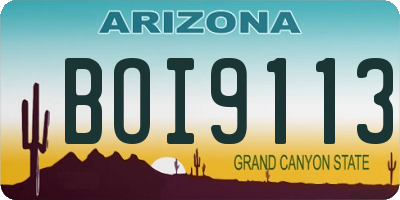 AZ license plate BOI9113