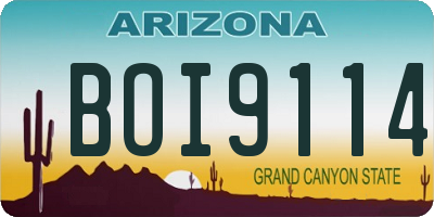 AZ license plate BOI9114