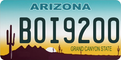 AZ license plate BOI9200