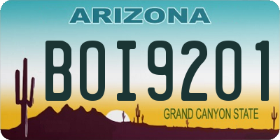 AZ license plate BOI9201