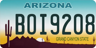 AZ license plate BOI9208