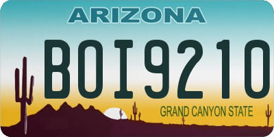 AZ license plate BOI9210