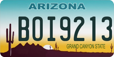 AZ license plate BOI9213