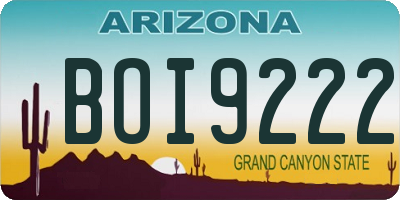 AZ license plate BOI9222