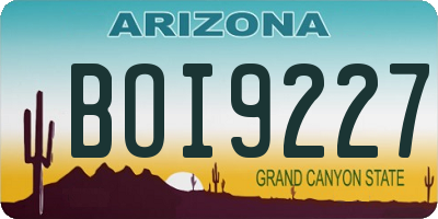 AZ license plate BOI9227