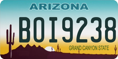 AZ license plate BOI9238