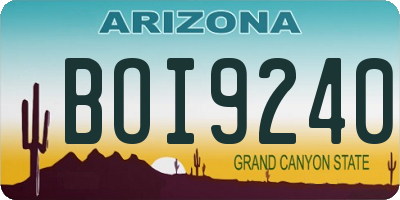 AZ license plate BOI9240